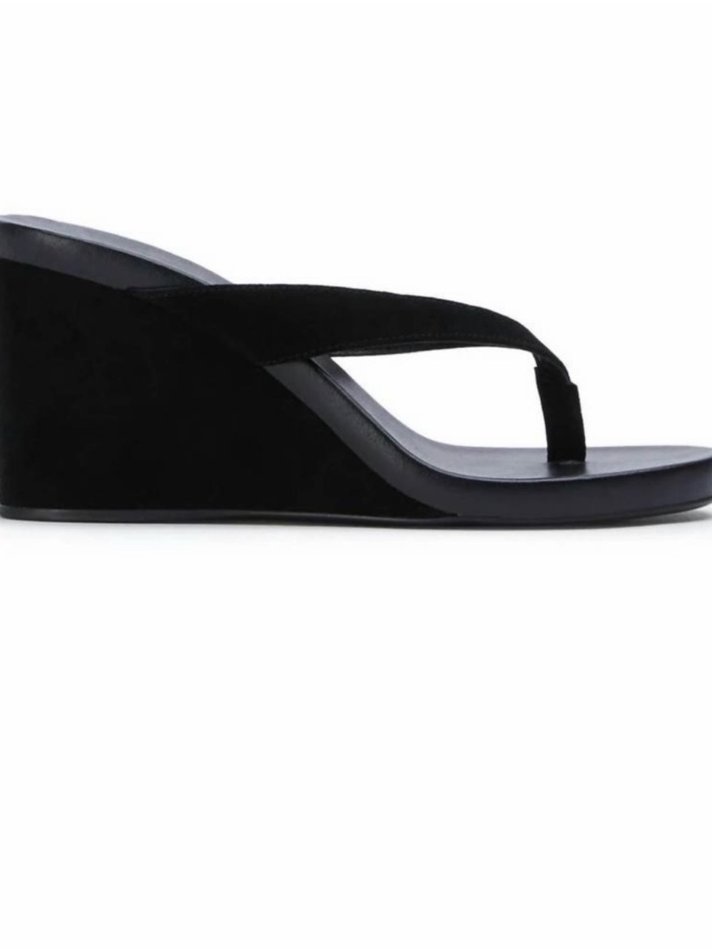 Tony Bianco Avanti Black Suede Wedge Thong Sandals